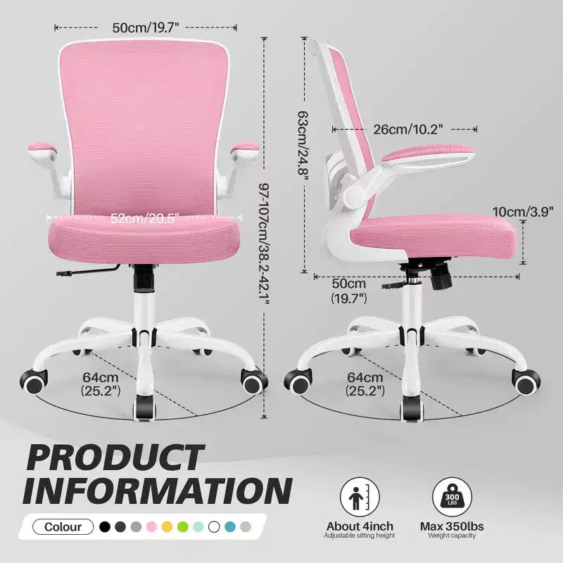 Chaise de bureau ergonomique, support lombaire réglable, tissu en maille respirant, durable et fiable