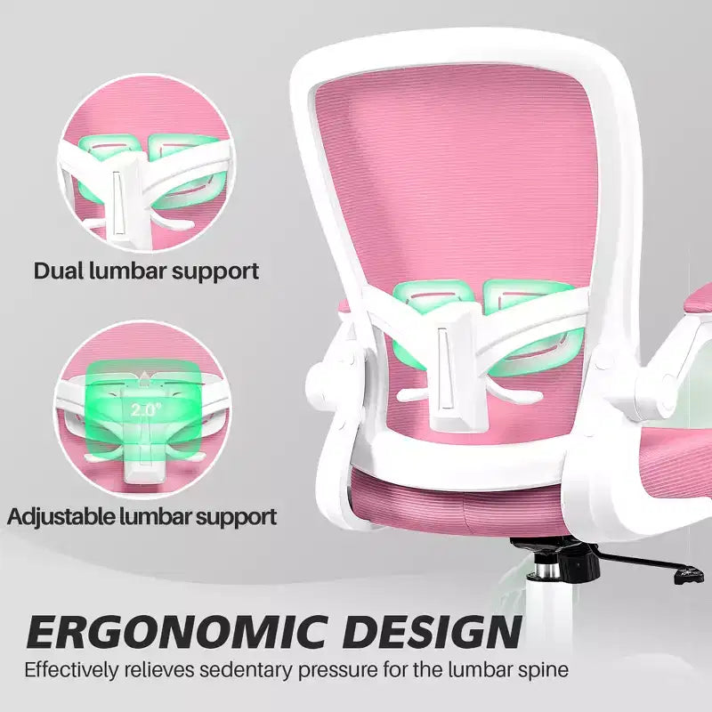 Chaise de bureau ergonomique, support lombaire réglable, tissu en maille respirant, durable et fiable