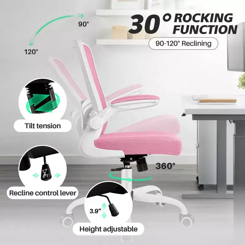 Chaise de bureau ergonomique, support lombaire réglable, tissu en maille respirant, durable et fiable