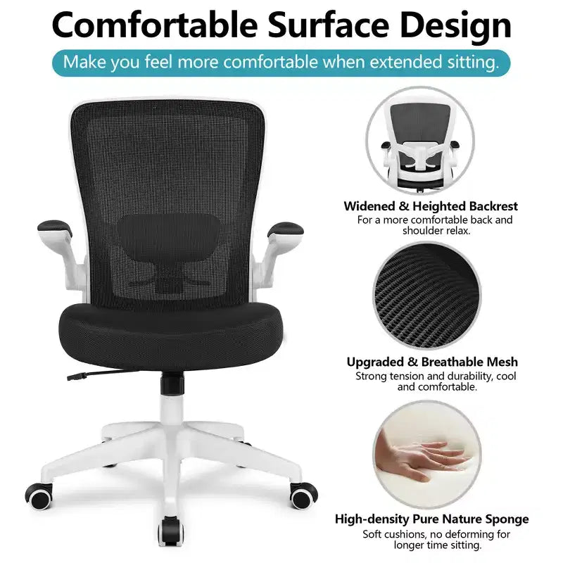 Chaise de bureau ergonomique, support lombaire réglable, tissu en maille respirant, durable et fiable