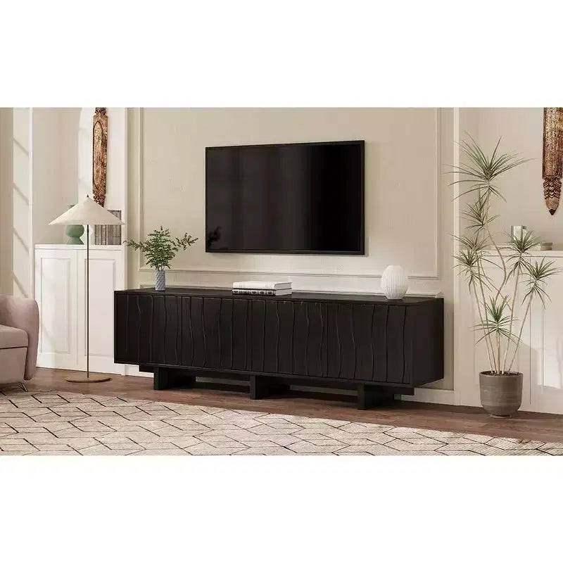 Meuble TV Rétro effet Grain de Bois de 69.6 pour téléviseurs jusqu'à 75 pouces