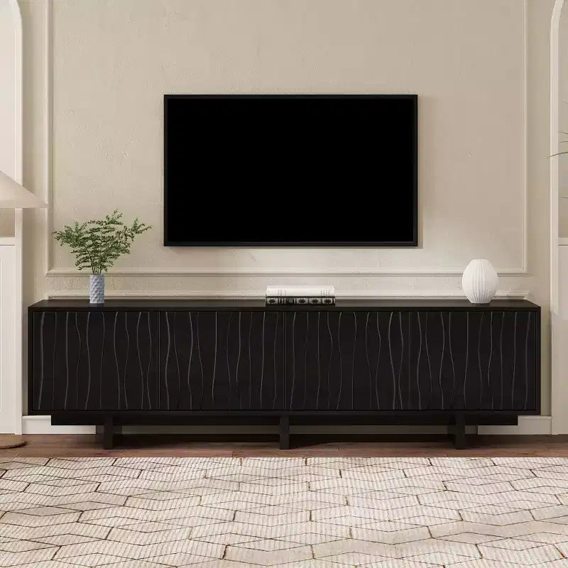 Meuble TV Rétro effet Grain de Bois de 69.6 pour téléviseurs jusqu'à 75 pouces