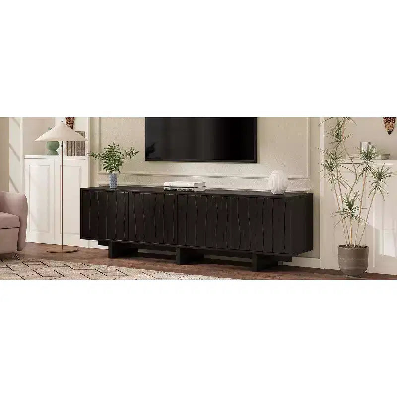 Meuble TV Rétro effet Grain de Bois de 69.6 pour téléviseurs jusqu'à 75 pouces