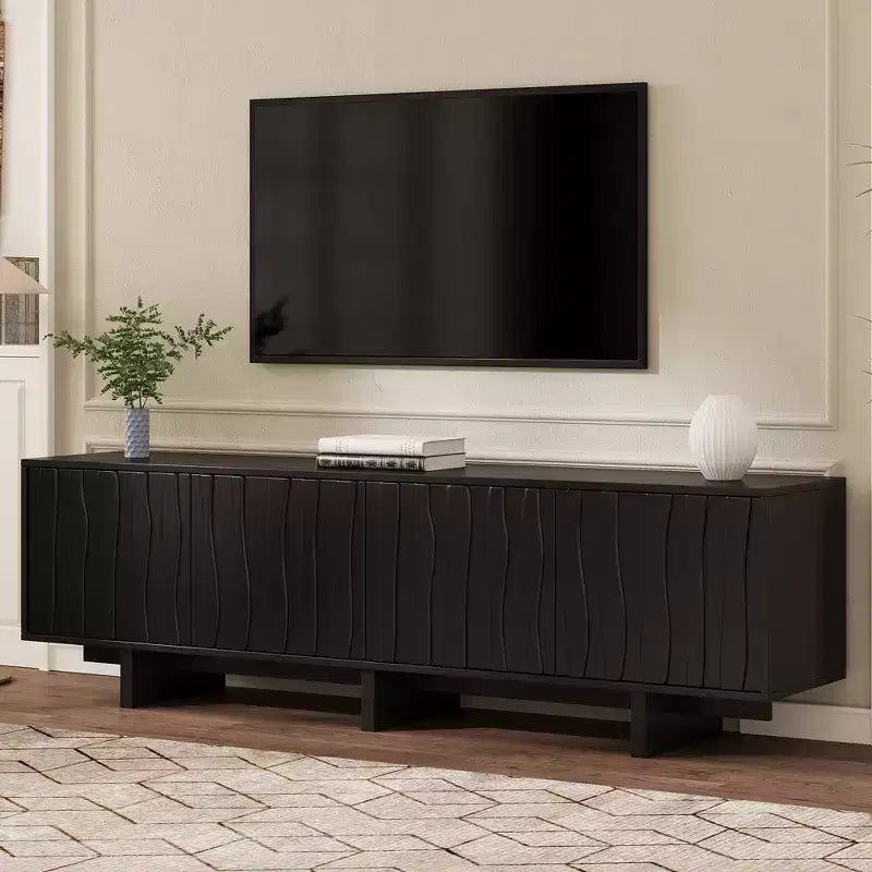 Meuble TV Rétro effet Grain de Bois de 69.6 pour téléviseurs jusqu'à 75 pouces