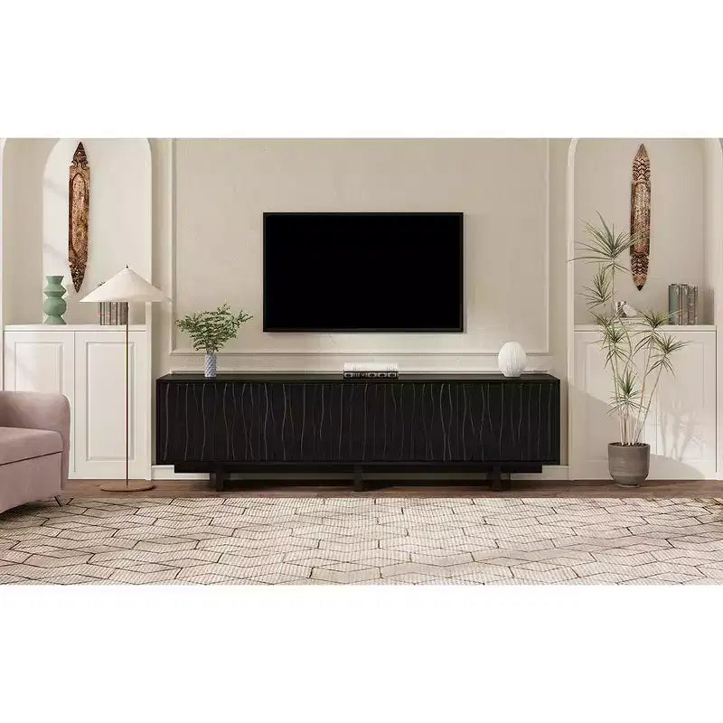 Meuble TV Rétro effet Grain de Bois de 69.6 pour téléviseurs jusqu'à 75 pouces