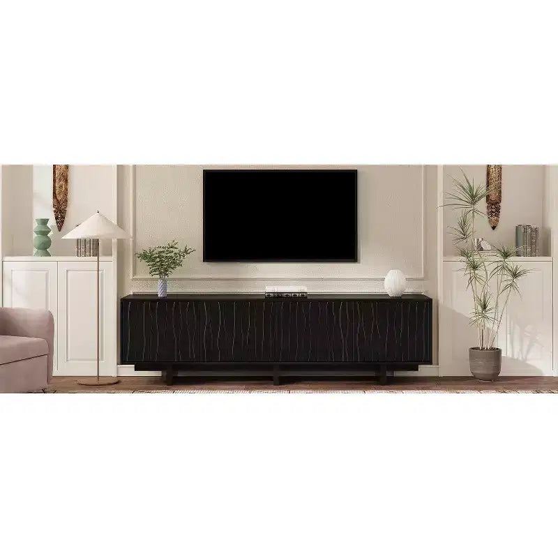 Meuble TV Rétro effet Grain de Bois de 69.6 pour téléviseurs jusqu'à 75 pouces