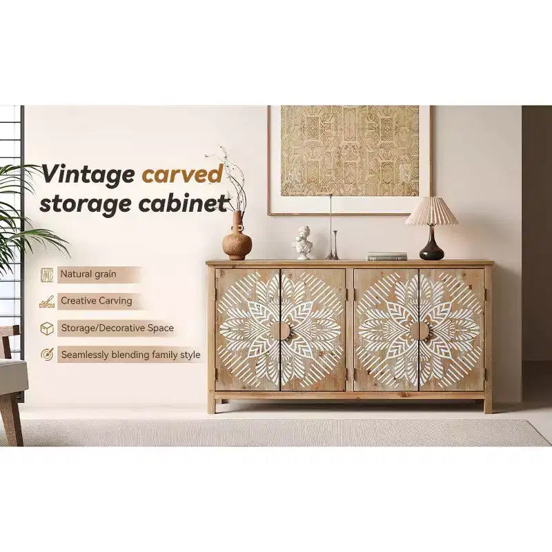 Meuble décoratif en bois de style américain avec une palette de couleurs rétro marron et blanc