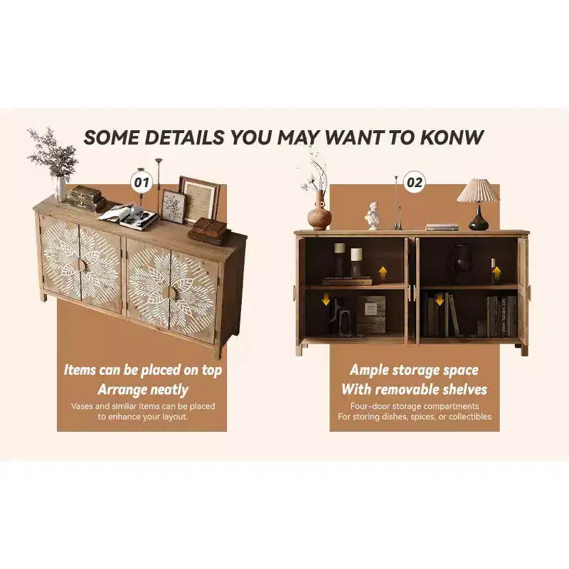 Meuble décoratif en bois de style américain avec une palette de couleurs rétro marron et blanc