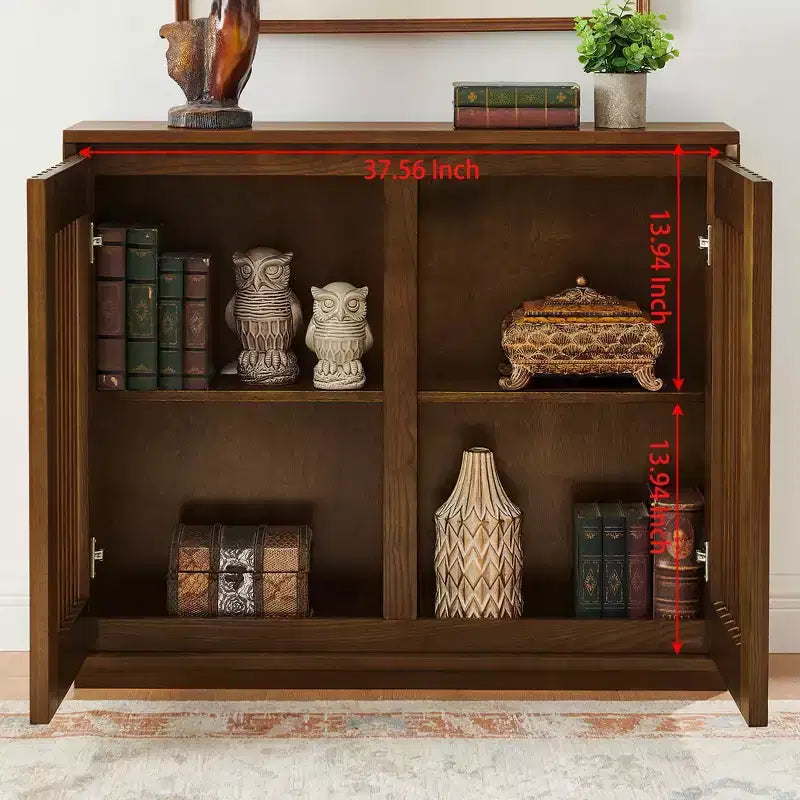 39 Buffet cannelé et évidé style Mid-Century Modern avec