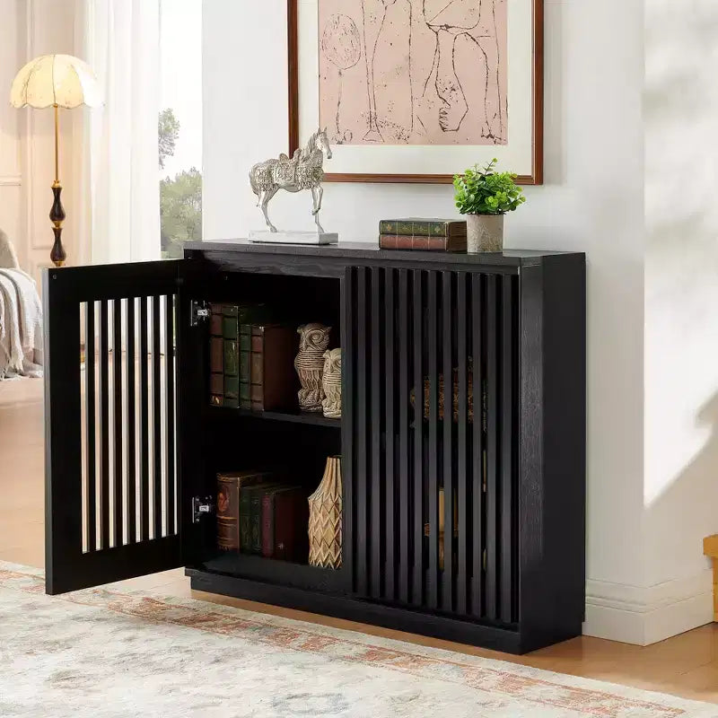 39 Buffet cannelé et évidé style Mid-Century Modern avec