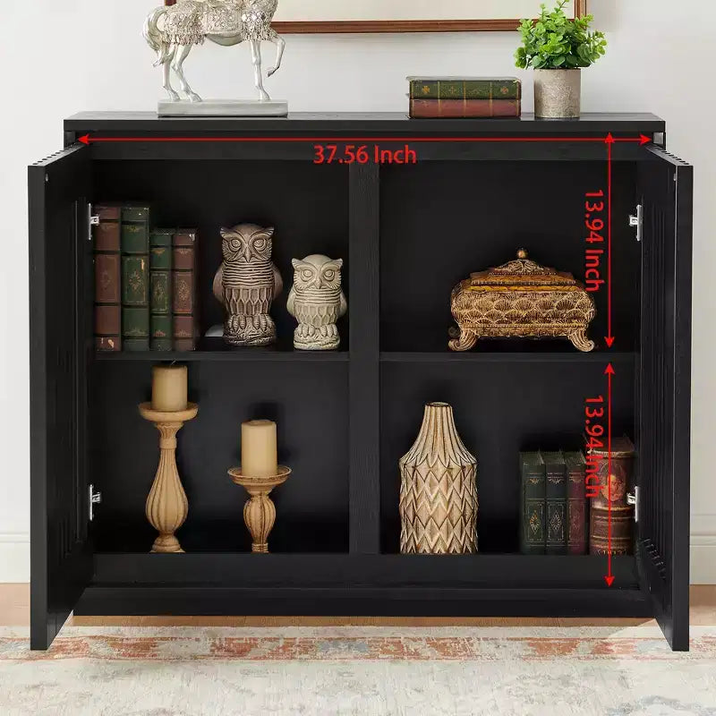39 Buffet cannelé et évidé style Mid-Century Modern avec