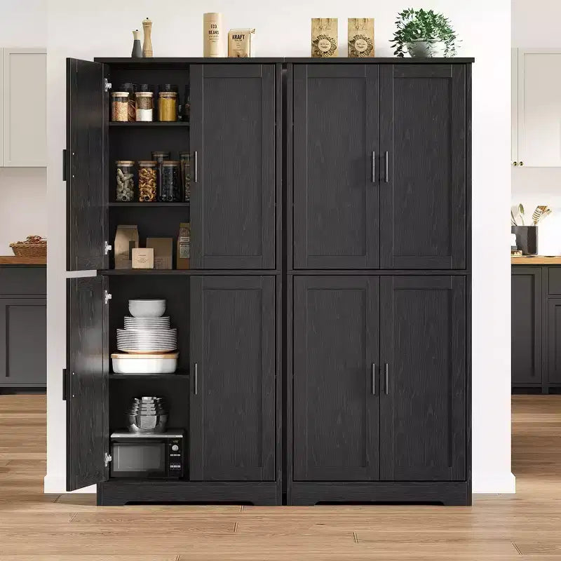 Armoire de cuisine haute de 178 cm, meuble de rangement autoportant avec 4 portes et étagères réglables, buffet utilitaire pour salle à manger, salle de bain
