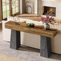 Table d'entrée de ferme de 160 cm, longue table console en bois pour canapé avec