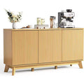 58 Farmhouse Sideboard Buffet Cabinet with 3 Fluted Doors &amp; Adjustable Shelves - 58 Inch Farmhouse Buffet Cabinet with Storage