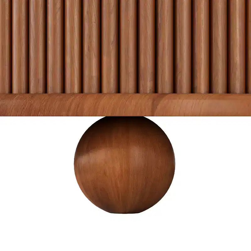 Table Basse Ovale/Ronde Table Centrale Cannelée Table d'Appoint de Canapé Table Basse de Rangement avec Cadre en Bois Massif