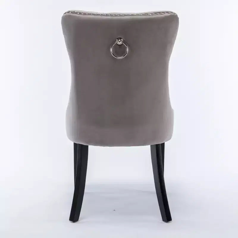 Chaises de salle à manger en velours avec pieds en bois, chaises de salle à manger avec garniture cloutée, chaises de salle à manger sans accoudoirs pour salon