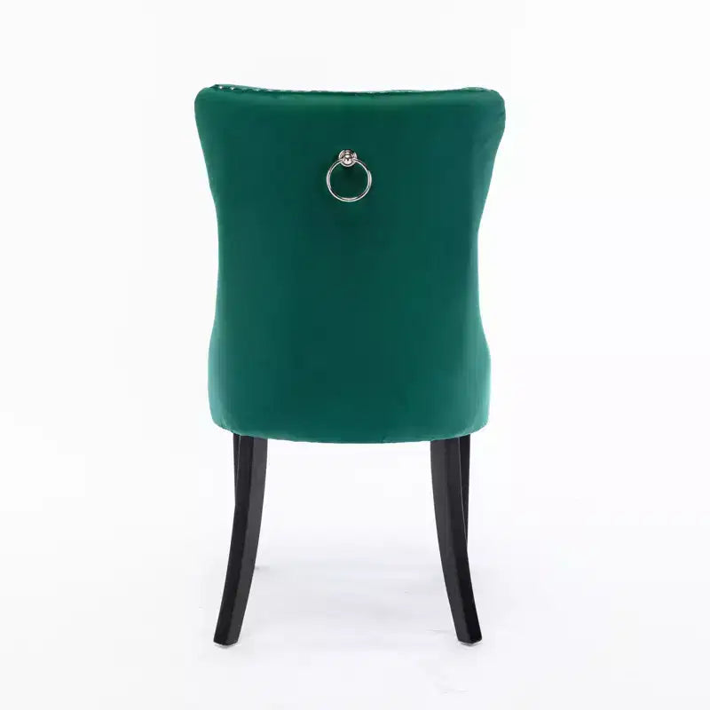 Chaises de salle à manger en velours avec pieds en bois, chaises de salle à manger avec garniture cloutée, chaises de salle à manger sans accoudoirs pour salon
