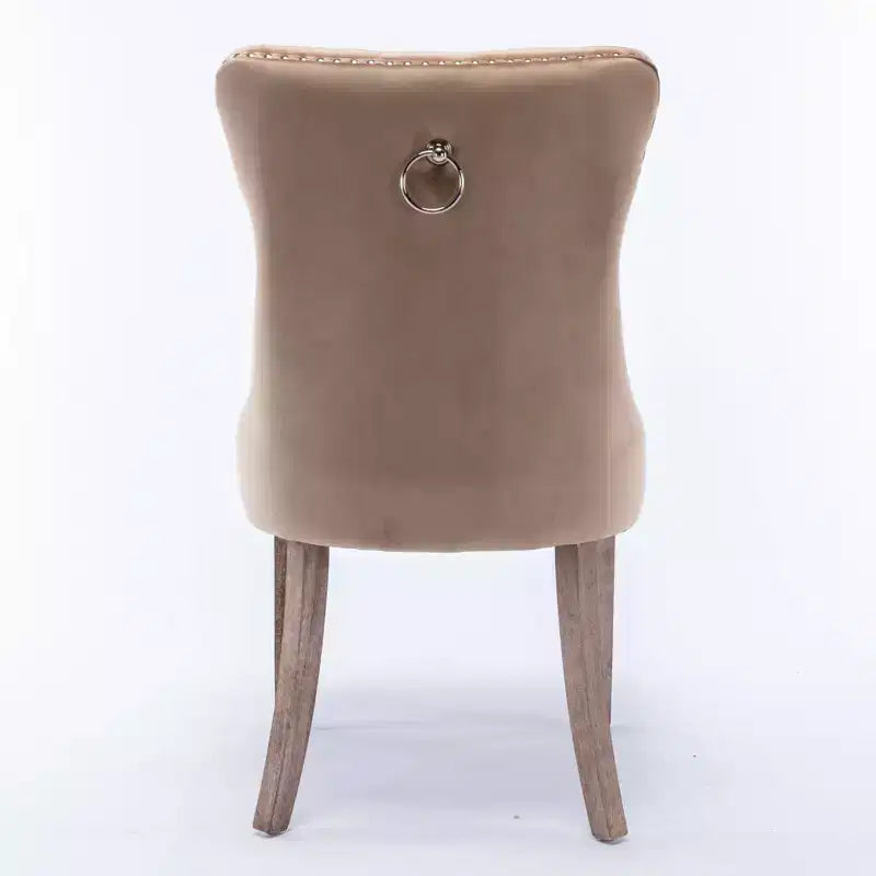 Chaises de salle à manger en velours avec pieds en bois, chaises de salle à manger avec garniture cloutée, chaises de salle à manger sans accoudoirs pour salon