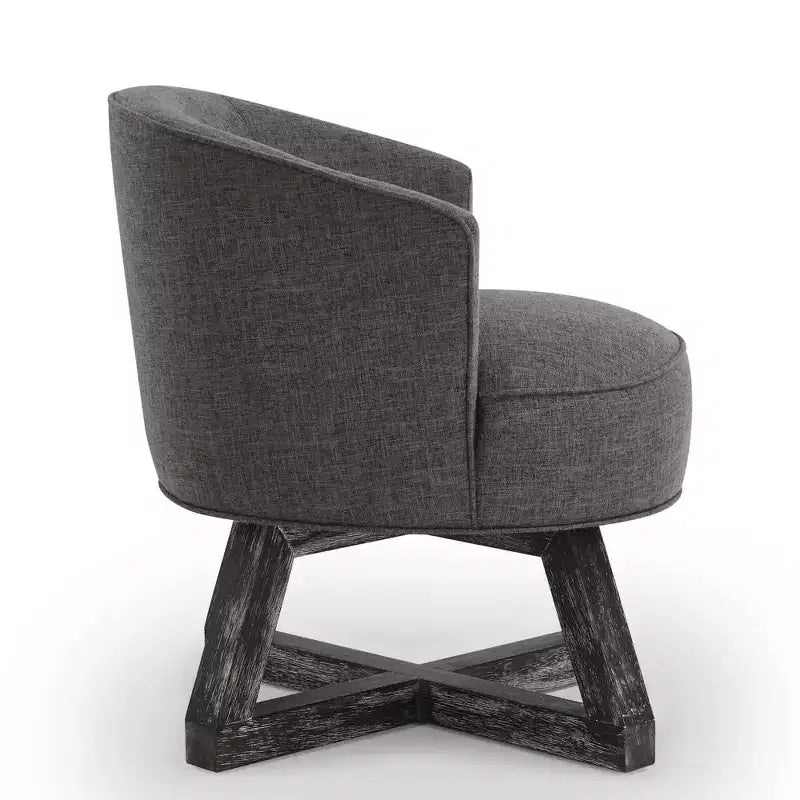 Fauteuil d'appoint pivotant moderne avec revêtement en lin, fauteuil confortable avec base en bois en croix, fauteuil de salon pour le salon, la chambre à coucher