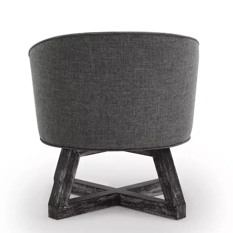 Fauteuil d'appoint pivotant moderne avec revêtement en lin, fauteuil confortable avec base en bois en croix, fauteuil de salon pour le salon, la chambre à coucher