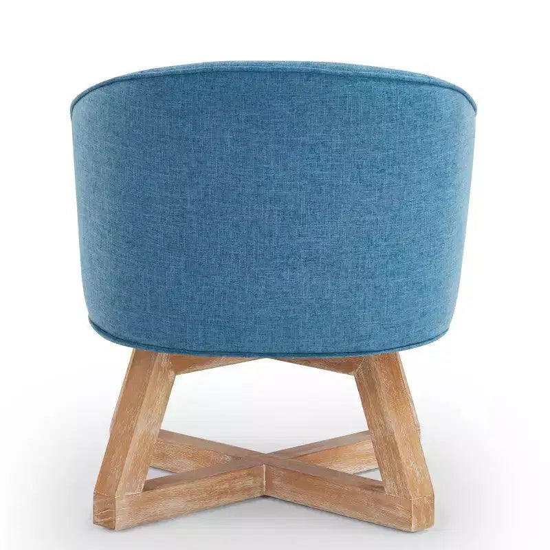 Fauteuil d'appoint pivotant moderne avec revêtement en lin, fauteuil confortable avec base en bois en croix, fauteuil de salon pour le salon, la chambre à coucher