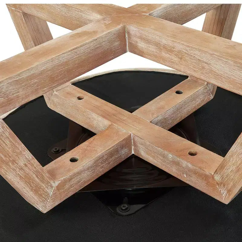 Fauteuil d'appoint pivotant moderne avec revêtement en lin, fauteuil confortable avec base en bois en croix, fauteuil de salon pour le salon, la chambre à coucher