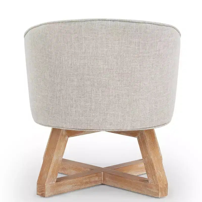 Fauteuil d'appoint pivotant moderne avec revêtement en lin, fauteuil confortable avec base en bois en croix, fauteuil de salon pour le salon, la chambre à coucher