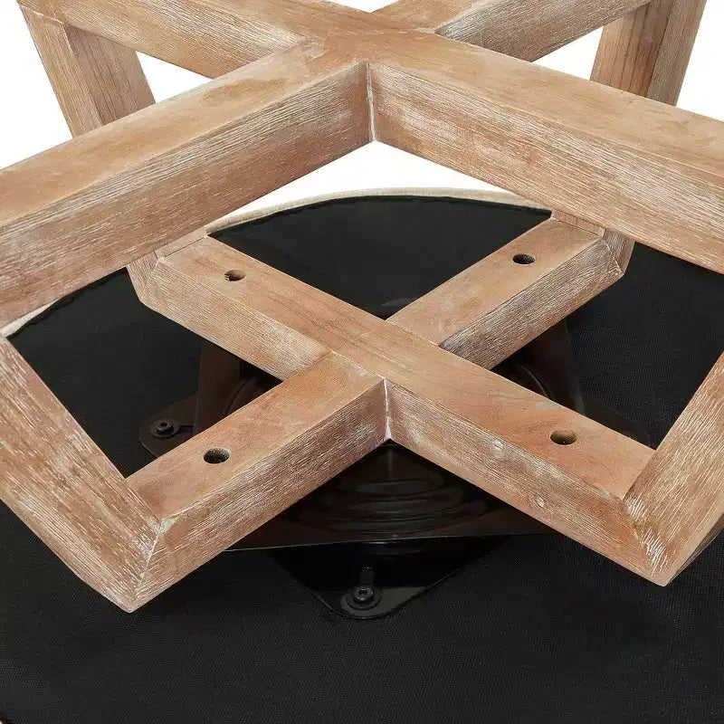 Fauteuil d'appoint pivotant moderne avec revêtement en lin, fauteuil confortable avec base en bois en croix, fauteuil de salon pour le salon, la chambre à coucher